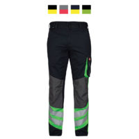 Pantalon de travail Engel SAL-EG-2870-217 disponible en trois couleurs : Noir/Jaune, Blue Ink/Jaune et Noir/Rouge.