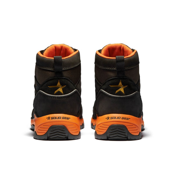 Vue arrière de la chaussure de travail Solid Gear Tigris MID, mettant en exergue la robustesse et la hauteur de la tige