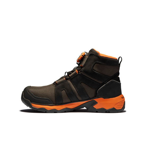 Vue latérale intérieure de la chaussure de travail Solid Gear Tigris MID, montrant la tige en Nubuck et la membrane GORE-TEX®